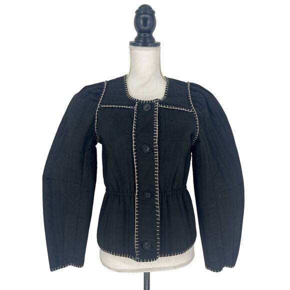 Anthropologie Quilted Puff Sleeve Jacket in Black - Picture 3 of 11